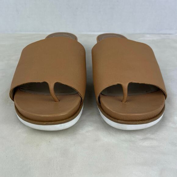 Eileen Fisher Touch Leather Flatform Sandal Size 9 Tan‎ White Platform Thong - Picture 4 of 15